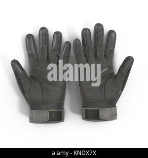 Vue de dessus soldat noir gants isolé sur blanc. 3D illustration Banque D'Images