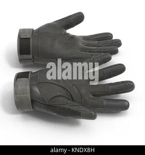 Gants noirs soldat isolé sur blanc. 3D illustration Banque D'Images