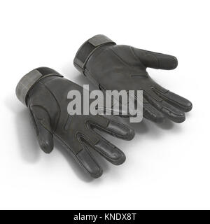 Gants noirs soldat isolé sur blanc. 3D illustration Banque D'Images