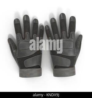 Vue de dessus soldat noir gants isolé sur blanc. 3D illustration Banque D'Images