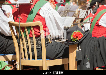 Jeune musicien en costume typique d'automne lors d'une fête locale dans le Val di Funes ( Germany ) Banque D'Images