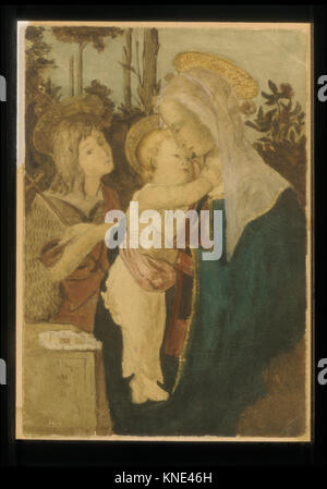 Cette copie de Botticelli reproduit des thèmes des œuvres originales, démontrant le style Renaissance distinctif de l'artiste. Il fait partie de la collection du Metropolitan Museum of Art, mettant en valeur les traditions classiques de copie d'art. Banque D'Images