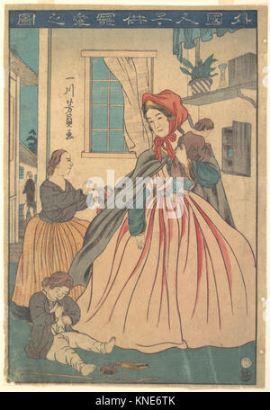 Gaikokujin kodomo choai no zu-un étranger en compagnie de ses enfants a rencontré l'artiste : DP142151 55481 Utagawa Yoshikazu, Japonais, ca active. 1850 ?1870, un étranger en compagnie de ses enfants, 1860 (10e mois), estampe Polychrome ; l'encre et couleur sur papier, 13 1/2 x 9 in. (34,3 x 22,9 cm). Le Metropolitan Museum of Art, New York. Don de Lincoln Kirstein, 1959 (JP3333) Banque D'Images