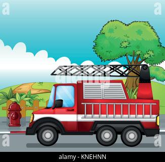Illustration d'un incendie moteur sur une route Illustration de Vecteur