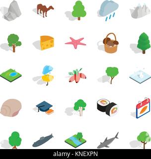 Animal Planet icons set, style isométrique Illustration de Vecteur