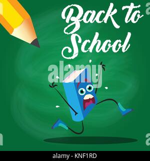 Retour à l'école livre échapper de crayon Illustration de Vecteur