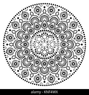 Mandala art vectoriel, Australian dot painting design noir et blanc, les Autochtones l'art populaire de style bohème Illustration de Vecteur