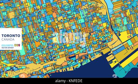 Toronto, Canada, Vecteur coloré Artmap. Blue-Orange-Version jaune pour le site Web Infographie, l'Art de mur et fond de carte de Vœux. Illustration de Vecteur