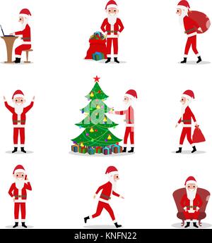 Cartoon Vector set Père Noël prêt pour Noël Illustration de Vecteur