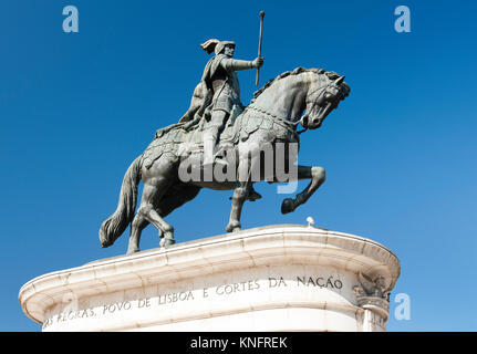 Statue du Roi Jean I de la Praça de Figueira à Lisbonne, Portugal, Europe. Banque D'Images