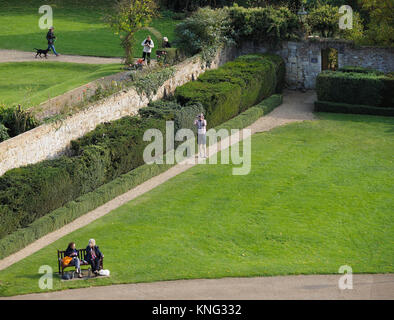 IMAGE EN HAUTEUR DU JARDIN PRISE DU TOIT DU TRANSEPT DU NORD TOUT EN PASSANT PAR L'ENTRÉE DE LA LANTERNE, LA CATHÉDRALE ELY, Banque D'Images