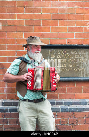 Musicien australien jouer à l'extérieur du marché du riz. Sydney, Australie. Banque D'Images