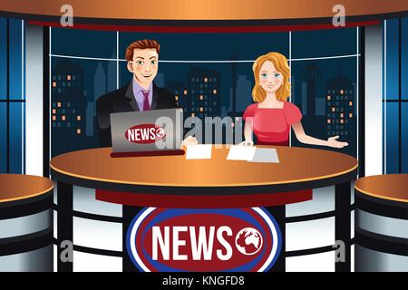 Un vecteur illustration de TV News Anchors Illustration de Vecteur