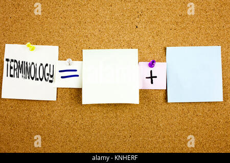 Légende de texte annonce conceptuel montrant l'inspiration du concept d'entreprise Terminologie médicale pour terminologique légaliste écrit sur Sticky Note sur Banque D'Images