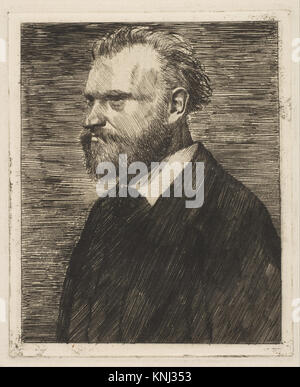 Édouard Manet, Portrait de la longueur du buste, artiste : Edgar Degas (Paris 1834–1917 Paris), sitter : Portrait d'Edouard Manet (Paris 1832–1883 Paris), Date : ca. 1868, milieu : gravure, point sec et aquatinte ; troisième état de quatre Banque D'Images