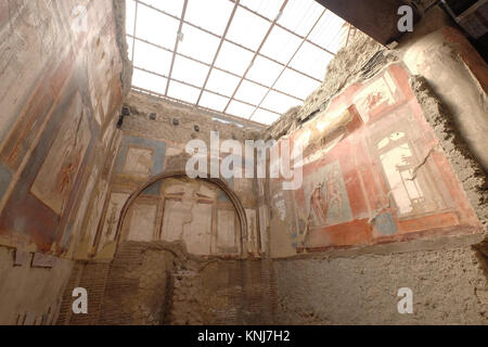 Peintures murales de l'ordre de l'Augustales (la Sede degli Augustali), Herculanum (Ercolano), Naples, Campanie, Italie Banque D'Images