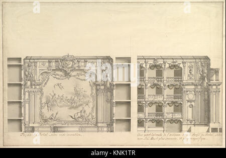 Élévation du Proscenium selon la nouvelle conception et vue latérale des boîtes Banque D'Images