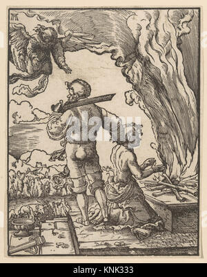 L'imprimé du sacrifice d'Abraham par le peintre, graveur et architecte allemand, Albrecht Altdorfer (1480-1538), Banque D'Images