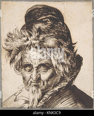 Tête d'un homme barbu portant un chapeau, dessin du peintre et graveur hollandais Jacques de Gheyn II (1565-1629), fin 16th - début 17th siècle Banque D'Images