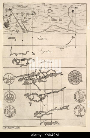 Fodina argentea Sahlensis Une mine d'argent à Sala - II (travaux d'Aubry de la Mottraye en Europe, en Asie et dans une partie de l'Afrique..., Londres, 1724, vol II, pl. 33, non 2) Banque D'Images