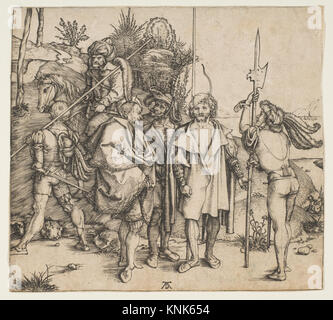 Cinq soldats à pied et un turc monté (cinq soldats et un turc à cheval), imprimé par le peintre et graveur allemand Albrecht Dürer (1471-1528), vers 1495 Banque D'Images