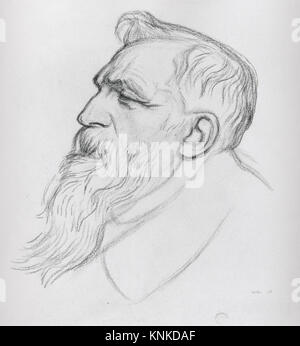 Auguste Rodin, artiste : William Rothenstein (British, Bradford, Yorkshire 1872–1945 Far Oakridge, Gloucestershire), 1906, Medium : craie sur papier Banque D'Images