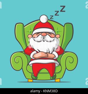 Santa Claus dormir sur un fauteuil Illustration de Vecteur