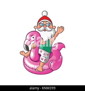 Père Noël gonflable avec bague Flamingo Illustration de Vecteur