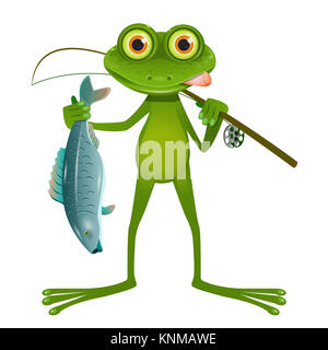 Illustration Goggle-eyed pêcheur grenouille sur fond blanc Banque D'Images