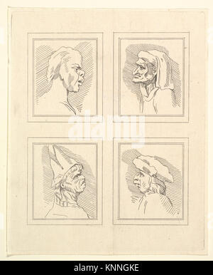 Quatre têtes (de Characaturas par Leonardo da Vinci, à partir de dessins par Wincelslaus Hollar, hors de la Portland Museum) a rencontré 411926 DP824115 Banque D'Images