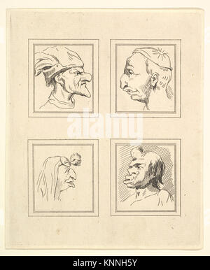 Quatre têtes (de Characaturas par Leonardo da Vinci, à partir de dessins par Wincelslaus Hollar, hors de la Portland Museum) a rencontré 411914 DP824105 Banque D'Images