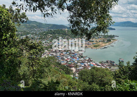 Vue aérienne de Kawthaung, archipel de Mergui, Myanmar Banque D'Images