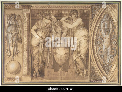 Conception de frise mettant en vedette deux femmes flanquant une urne, soulignant la symétrie et l'ornementation classique. Fait partie de la collection du Metropolitan Museum of Art. Banque D'Images