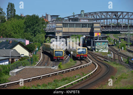 La gare ferroviaire de la ville, la rue Bornholmer, milieu, Berlin, Allemagne, S-Bahnhof, Bornholmer Strasse, Mitte, Deutschland Banque D'Images