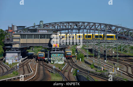 La gare ferroviaire de la ville, la rue Bornholmer, milieu, Berlin, Allemagne, S-Bahnhof, Bornholmer Strasse, Mitte, Deutschland Banque D'Images