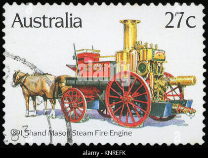 L'AUSTRALIE - circa 1983 : timbre imprimé en Australie montre 1891 Shand vapeur Mason à incendie, vers 1983 Banque D'Images