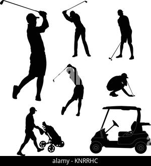 Les joueurs de golf - vector silhouettes Illustration de Vecteur