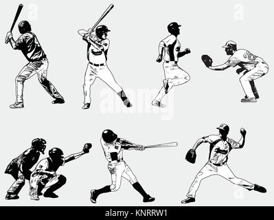 Les joueurs de baseball set - croquis illustration - vector Illustration de Vecteur