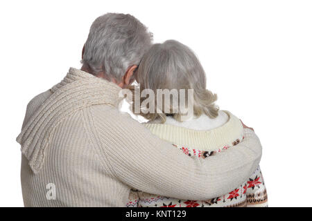 Senior couple on white Banque D'Images