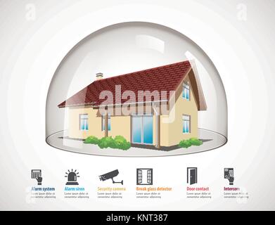 Dôme en verre - Maison protection concept - stock illustration Illustration de Vecteur