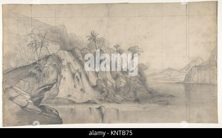 Ce dessin du XIXe siècle réalisé par Eugène Cicéri présente une mise en scène pour l'Opéra de Paris, mettant en valeur des éléments architecturaux complexes. Le verso présente un design pour une porte, soulignant la polyvalence de Cicéri dans la conception théâtrale. Banque D'Images