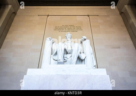 Abraham Lincoln Memorial Fauteuil célèbre de la libre expression Monument Washington DC Banque D'Images