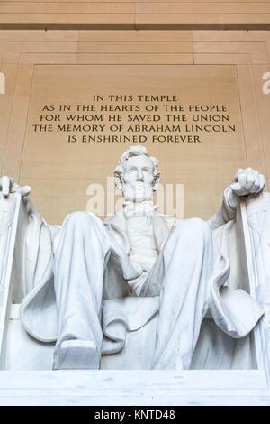 Abraham Lincoln Memorial Fauteuil célèbre de la libre expression Monument Washington DC Banque D'Images