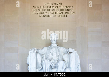 Abraham Lincoln Memorial Fauteuil célèbre de la libre expression Monument Washington DC Banque D'Images