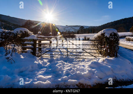 Scène de neige au nord du Pays de Galles. Vale of Llangollen Banque D'Images