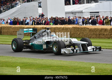 Lewis Hamilton, Anthony Davidson, Johnny Herbert, Mercedes MGP W02, Goodwood Festival of Speed, en 2014, en 2014, Christian Jacq, voitures, Festival of Speed, Goodwo Banque D'Images