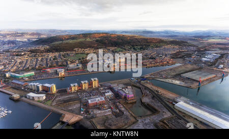 Kilvey rivière Tawe, Hill et de Swansea Marina Banque D'Images