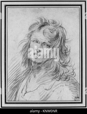 Ce dessin à la craie rouge de Jean de Saint-Igny représente le buste d'un jeune homme, mettant en valeur l'habileté de l'artiste à capturer les traits et l'expression du visage. L'œuvre reflète le style portrait du début du XVIIe siècle et donne un aperçu des techniques artistiques de cette période. Banque D'Images