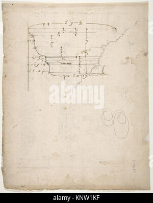 Croquis de l'Arc de Camigliano montrant une corniche de profil avec des détails ornementaux et une majuscule dorique au recto, avec un croquis de profil au verso, MET DP810857. Banque D'Images