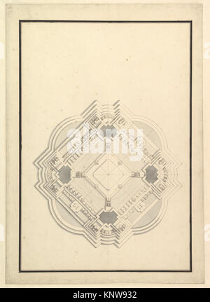 Plan de masse pour un catafalque de Louis I, roi d'Espagne (a régné que quelques mois, est mort 1724) rencontré 344385 DP820109 Banque D'Images